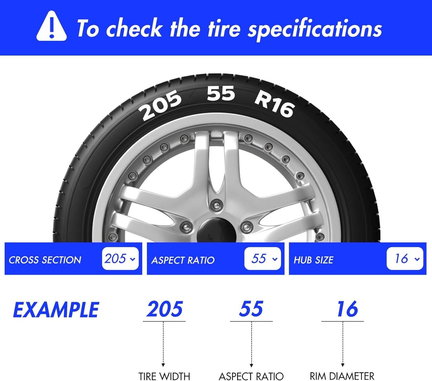 Snow Chains, Tire Chains for SUV Car Pickup Trucks, Tire Width 205 215 225 235 245 255 265MM 8PCS