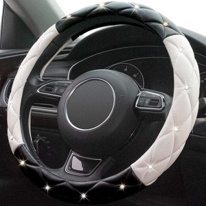 Diamond Leather Bling Steering Wheel Cover, Universal Car Steering Wheel Protector