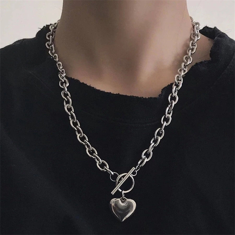 silver woman jewelry OT buckle necklace fashion stainless steel heart pendant necklace