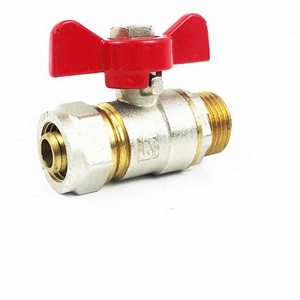 LANGSE wholesale 16 mm * 1 / 2 inch external thread straight handle brass ball valve for PEX pipe