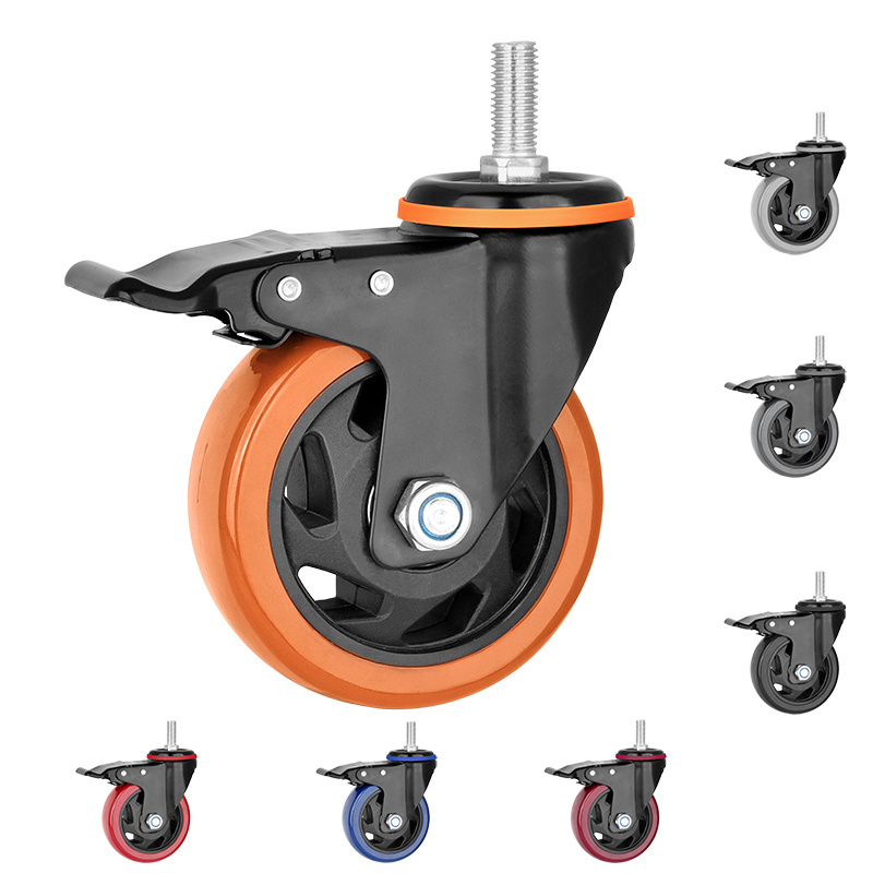 4 Inch 100mm PVC Caster Wheels Industrial Rubber Universal Cart Casters Swivel PVC Medium Duty Caster Wheels