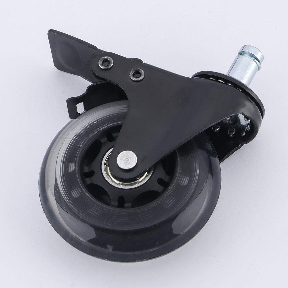 Customized swivel plastic caster PU castor wheels office  chair caster wheels replacement 4 inch with brake function