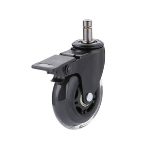 Customized swivel plastic caster PU castor wheels office  chair caster wheels replacement 4 inch with brake function