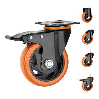 4 Inch Industrial Rubber Caster Wheels PVC Universal Cart Casters Swivel PVC 100mm Medium Duty Caster Wheels