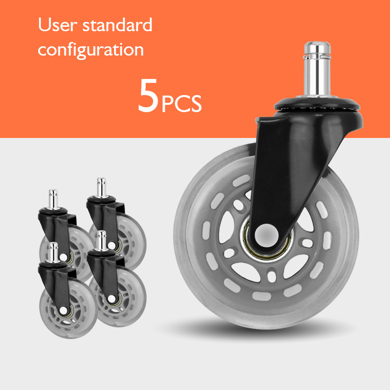 Factory Price 2/2.5/3 Inch Gary Color industrial heavy duty furniture office chair caster wheels Transparent PU Caster Wheels