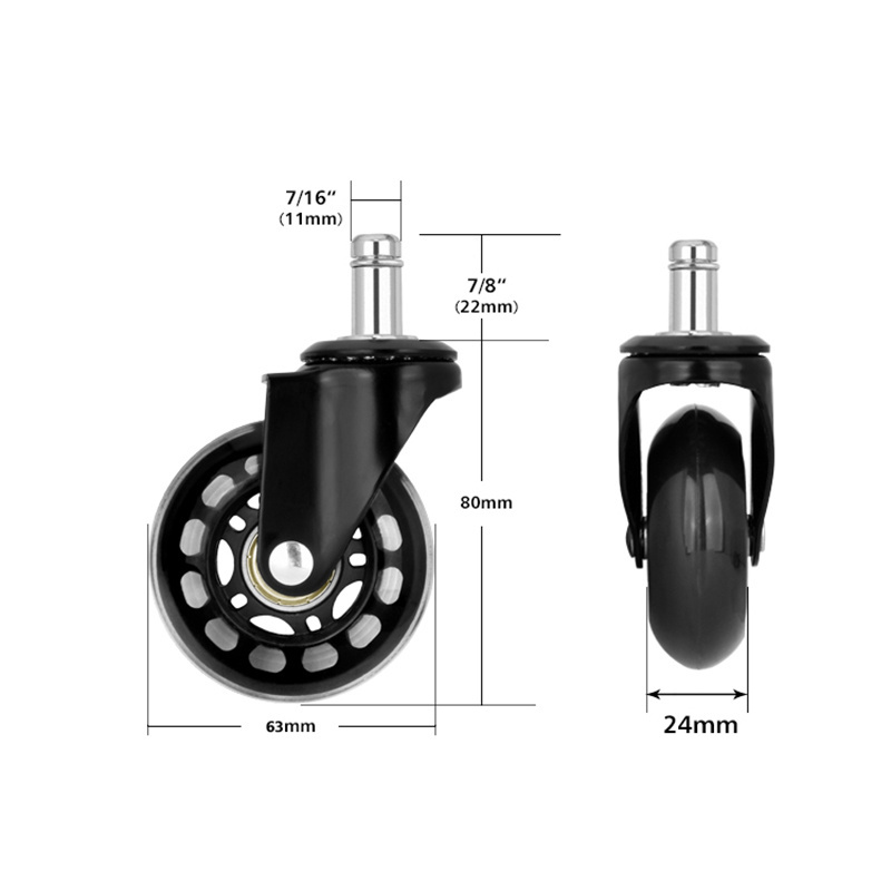 HOT SELL Factory Price 2.5 Inch industrial heavy duty furniture office chair caster wheels Transparent PU Caster Wheels