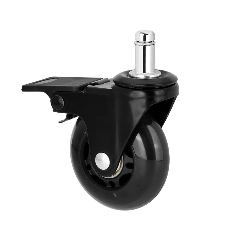 Factory Price 2.5 Inch industrial heavy duty furniture office chair caster wheels Transparent PU Caster Wheels with brake