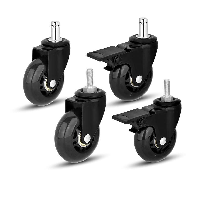 Factory Price 2.5 Inch industrial heavy duty furniture office chair caster wheels Transparent PU Caster Wheels with brake