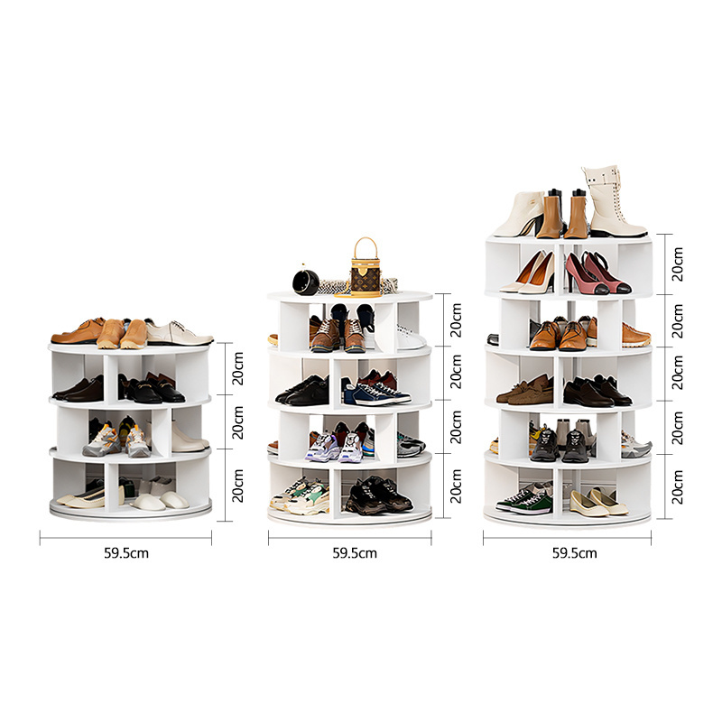 360 Rotating Shoe Rack Storage Organizer Spinning Tower Shoes Storage Shelf Environmentally Friendly PVC Modern Household