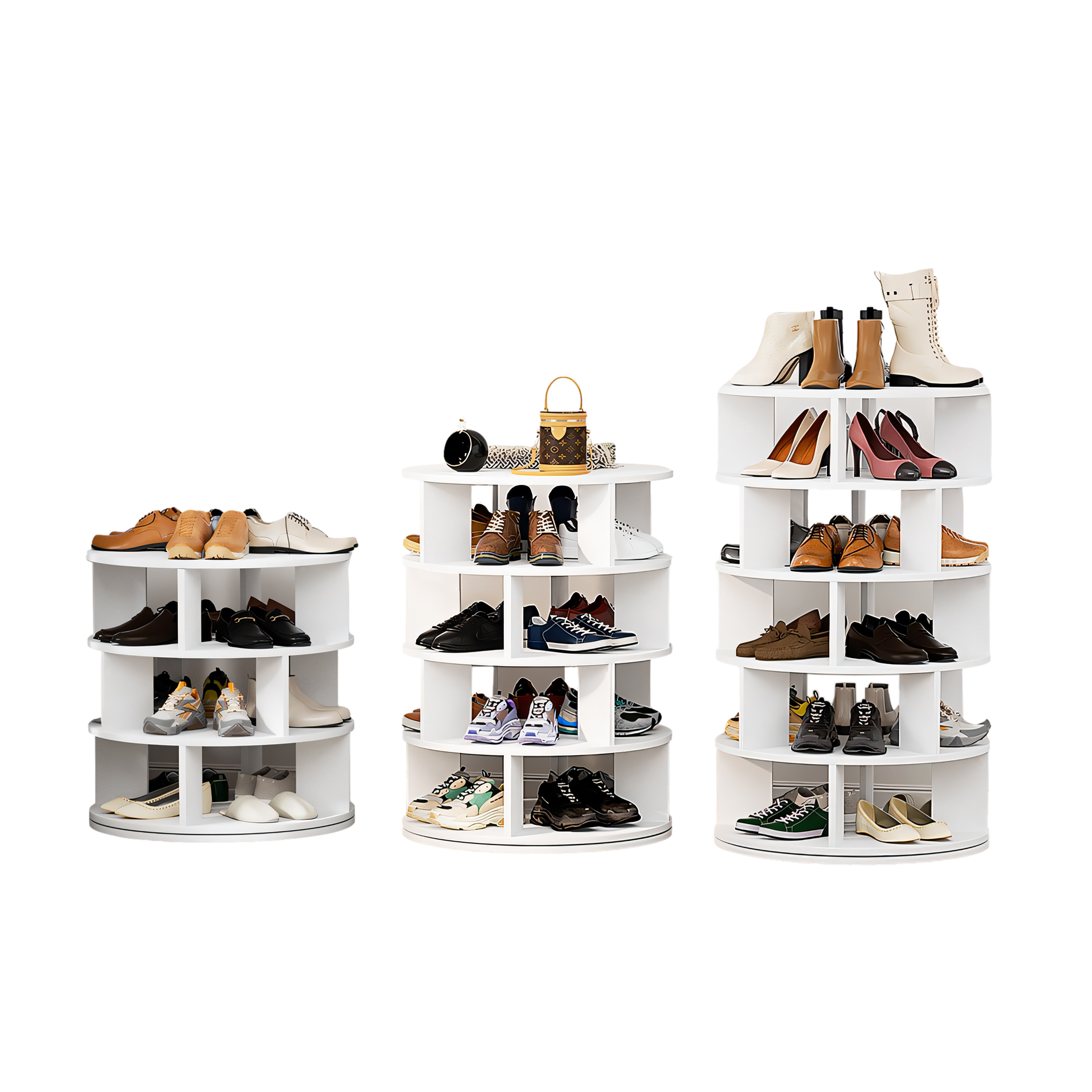 360 Rotating Shoe Rack Storage Organizer Spinning Tower Shoes Storage Shelf Environmentally Friendly PVC Modern Household