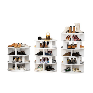 360 Rotating Shoe Rack Storage Organizer Spinning Tower Shoes Storage Shelf Environmentally Friendly PVC Modern Household