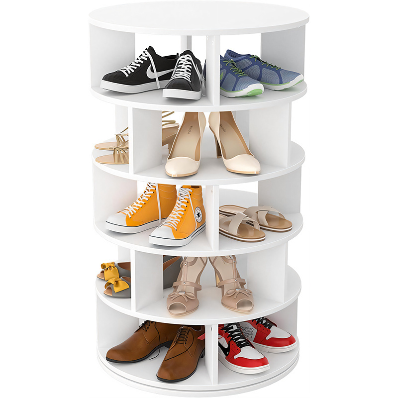 360 Rotating Shoe Rack Storage Organizer Spinning Tower Shoes Storage Shelf Environmentally Friendly PVC Modern Household