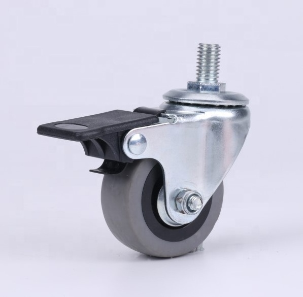 2 Inch/50mm Castors for Furniture Dining Room Bathroom Modern Grey Zinc Plate M10 Heavy Duty Furniture Small Castors TPR 50mm