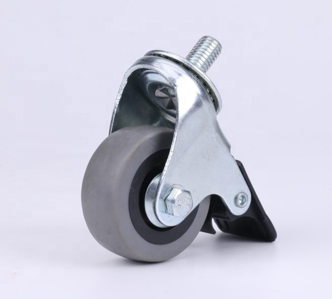 2 Inch/50mm Castors for Furniture Dining Room Bathroom Modern Grey Zinc Plate M10 Heavy Duty Furniture Small Castors TPR 50mm