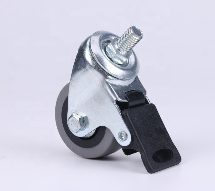 2 Inch/50mm Castors for Furniture Dining Room Bathroom Modern Grey Zinc Plate M10 Heavy Duty Furniture Small Castors TPR 50mm