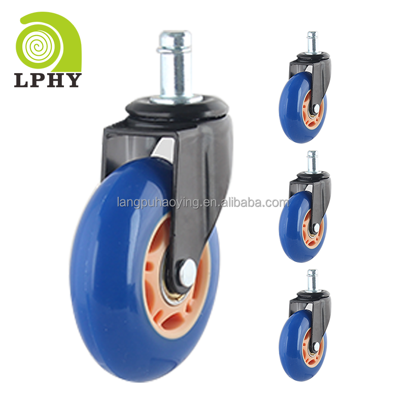 Office Chair Wheels Good Quality PU Caster Wheels with Brake Replacement Wheel for Desk  From China Protect All Floors