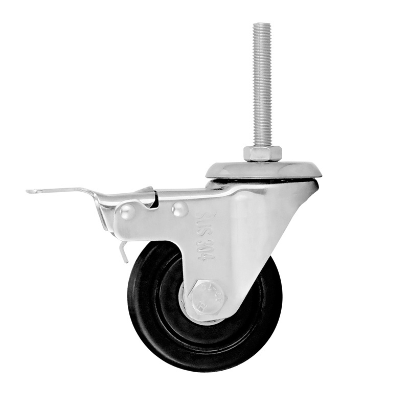 Black industry caster Corrosion-resistant 3 inch 4 inch 5 inch 6 inch stainless steel rubber/nylon swivel Heavy duty  caster