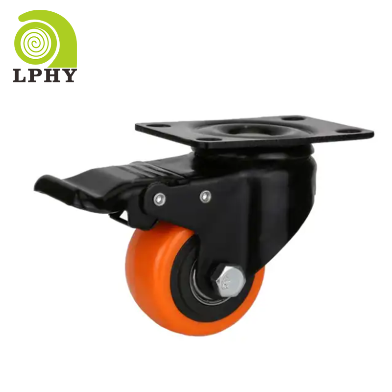 3/4/5/6 inch Industrial Medium Duty 75mm Rubber Castor PVC Orange Swivel Heavy duty Caster rotating wheels