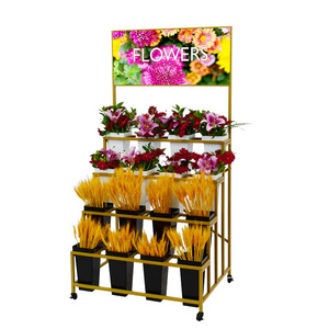 9/12/16 barrels Flower Tub Shelf Florists Tool Flowers Bucket Holder Metal Stand Floor Rack Flower Display Stand With billboard