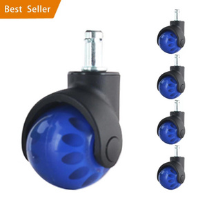 2 inch 50mm office chair casters wheel supplier   ball  furniture rubber caster of blue  PU swivel caster wheel