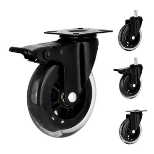 Universal Swivel Caster 4 Inch PU Office Chair Caster Wheels Workbench Tables Wheel Furniture Caster Wheel for Office