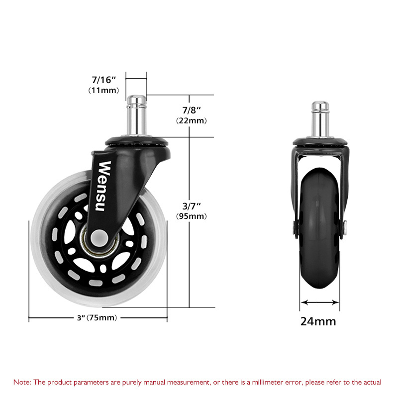 Furniture Casters Office Chair Wheels mute Caster for Set of 5 Heavy Duty Office Replacement Rubber