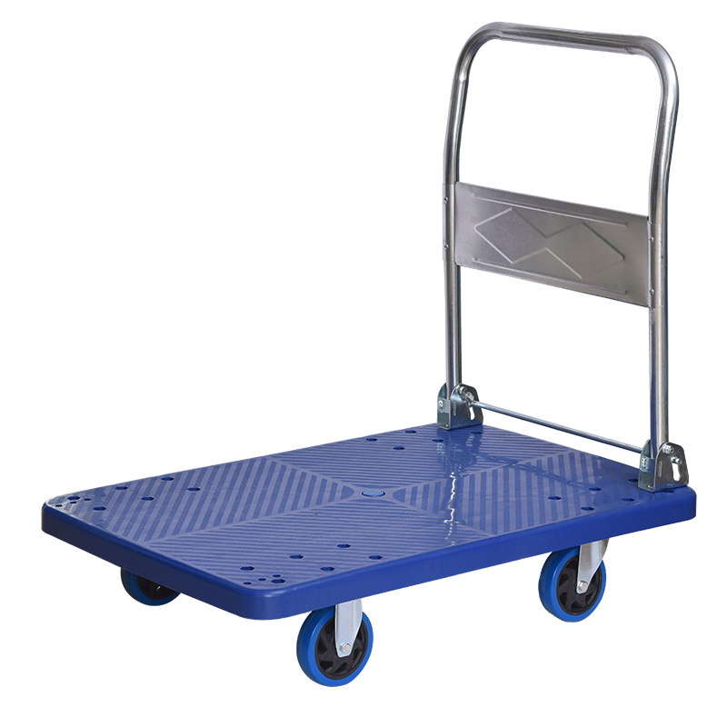 Super quality high loading capacity steel hand carts trolleys Foldable platform structure plastic hand trolley manufacturers