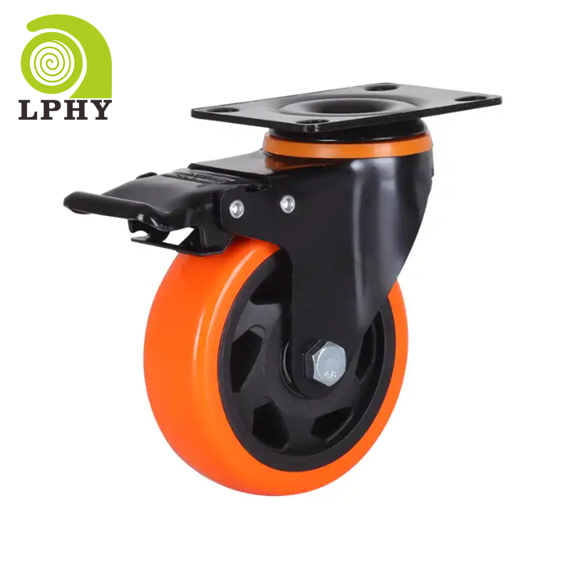 3/4/5/6 inch Industrial Medium Duty 75mm Rubber Castor PVC Orange Swivel Heavy duty Caster rotating wheels