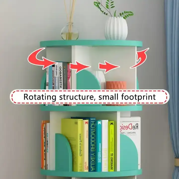 360 Degree Rotating Bookshelf Children Bookshelf Furniture Revolving Storage Holders Racks Bookcase for Kids 5set