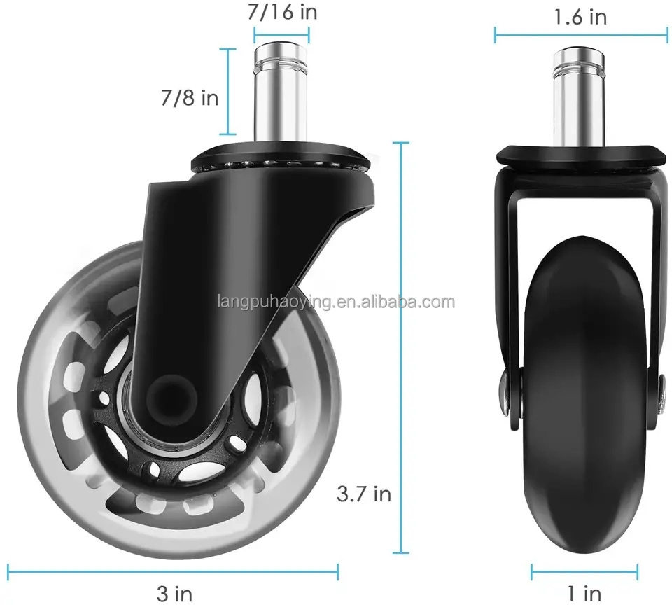 Set of 5 New design gaming Chair Office Replacement 99% Universal Fit Roller blade Style 3 Inch LED light chair Casters