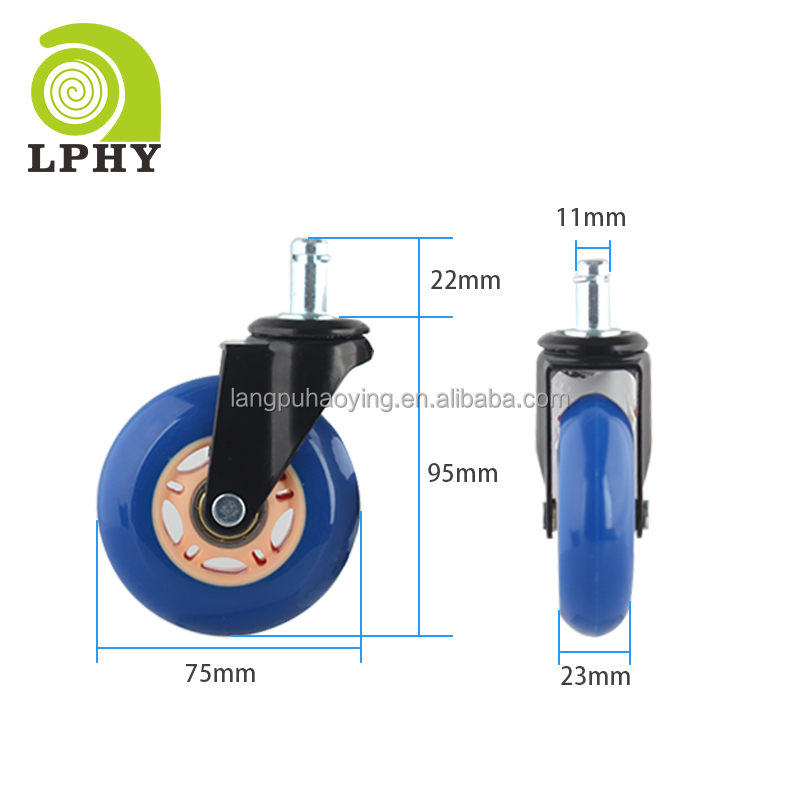 Office Chair Wheels Good Quality PU Caster Wheels with Brake Replacement Wheel for Desk  From China Protect All Floors