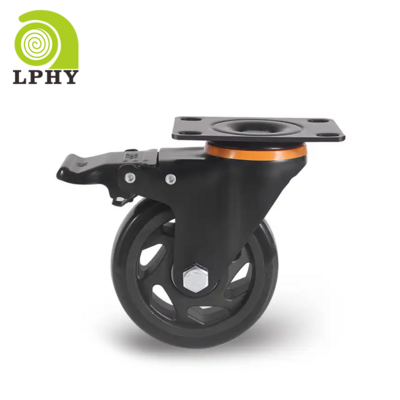 3/4/5/6 inch Industrial Medium Duty 75mm Rubber Castor PVC Orange Swivel Heavy duty Caster rotating wheels