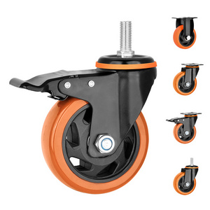 4 Inch 100mm PVC Caster Wheels Industrial Rubber Universal Cart Casters Swivel PVC Medium Duty Caster Wheels