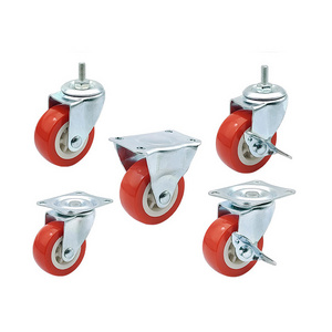 Top Plate Light Duty Swivel Plate 1inch 1.25 inch 1.5 inch 2 inch 2.5 inch 3 inch Red PVC Wheel Caster Wheel