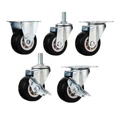 1inch 1.25 inch 1.5 inch 2 inch 2.5 inch 3 inch Black PVC Wheel Top Plate Light Duty Swivel Plate Caster