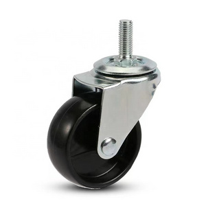 2 inch Black PP Wheel Thread Stem 50mm Light Duty Swivel Castor