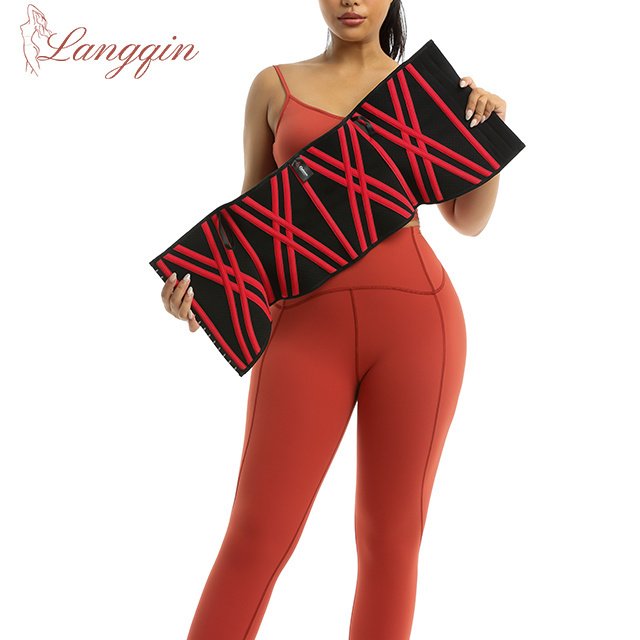 LANGQIN Custom Logo Hort Torso Gym Sweat Waist Trainer Belt Slimming Wholesale Latex Waist Trainer Sauna