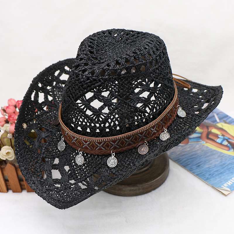 cowgirl hat white rhinestone custom mini charm hats plain black women straw led baby party turquoise high quality