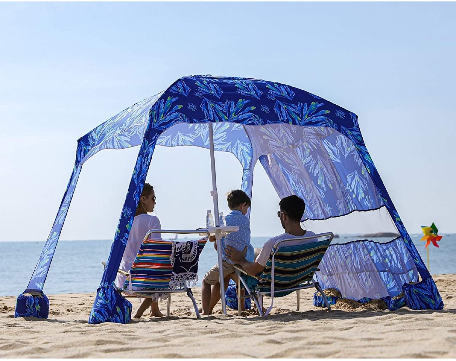 2.2m Beach Cabana Beach Shade Tent Portable Canopy Family Party Beach Square Umbrella