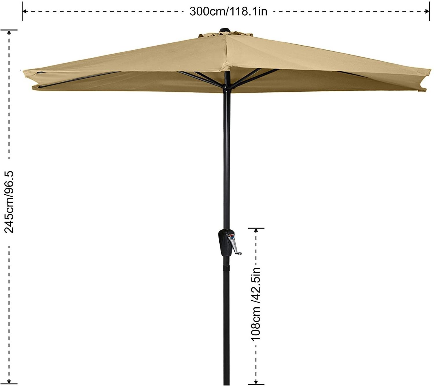 Half Round Sun Patio Outdoor Wall Parasol Umbrella