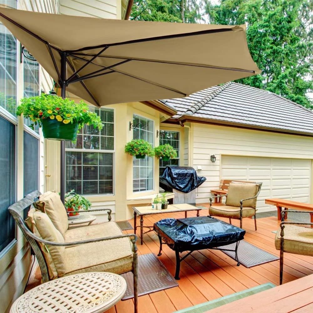 Half Round Sun Patio Outdoor Wall Parasol Umbrella