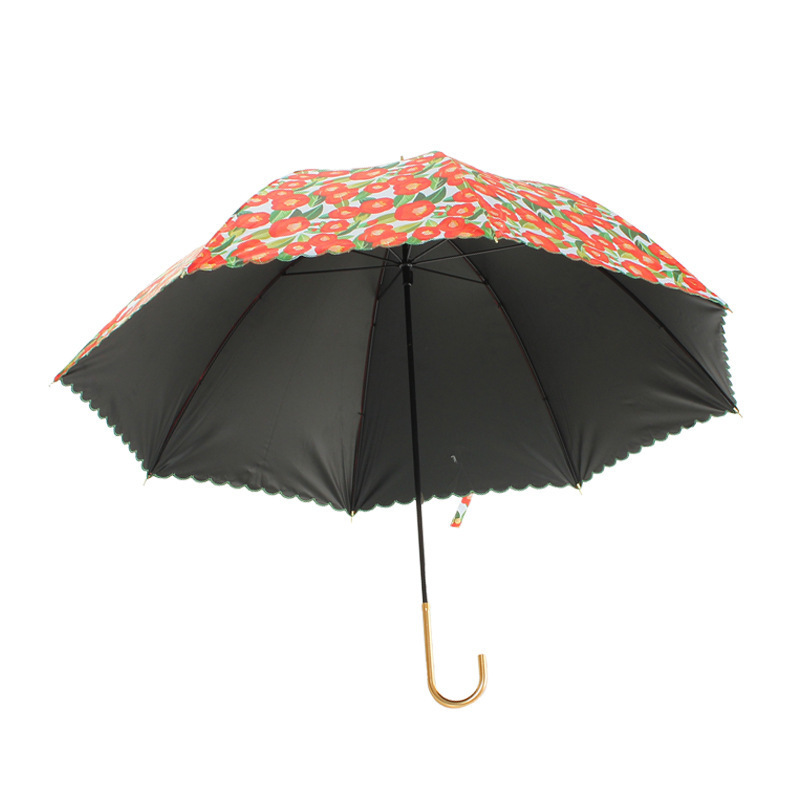 Hot Selling Light Weight Stick Sun and Rain Umbrella for Korean Market UPF 50 Embroidery Umbrella