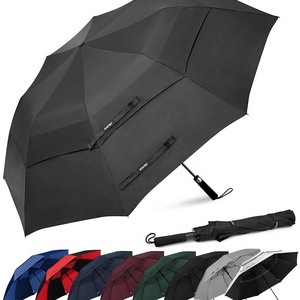 Air Vented 54/62/68 Inch Folding Golf Umbrella with Logo Sun and Rain Protection Straight Umbrellas