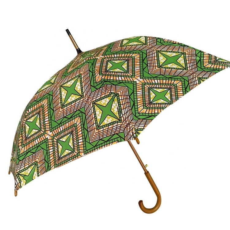 Fashion Kente Wax Fabrics Print Umbrella Waterproof Ankara Umbrella Functional African Printed Auto Open Umbrella