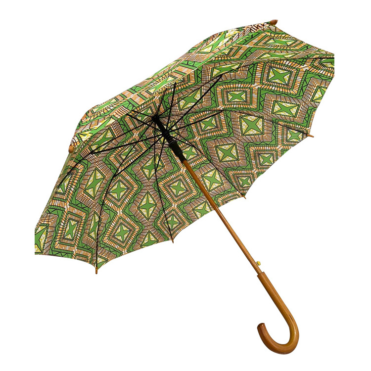 Fashion Kente Wax Fabrics Print Umbrella Waterproof Ankara Umbrella Functional African Printed Auto Open Umbrella