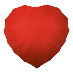 Lightweight Red Color Heart Shape Wedding Umbrella Decoration Straight Umbrella