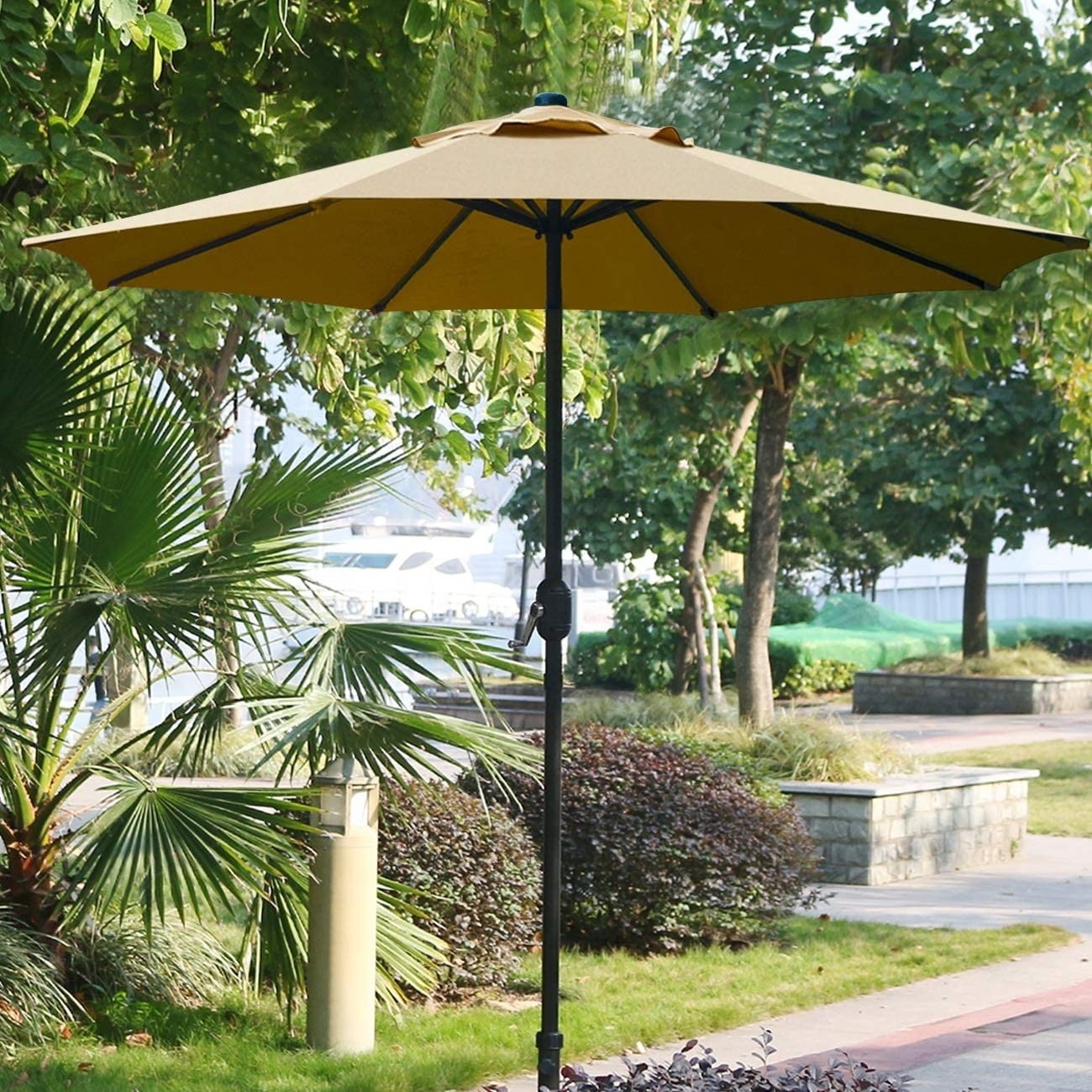 Best Choice Products 7.5ft Heavy Duty Round Outdoor Market Table Patio Umbrella w Steel Pole Push Button Tilt Easy Crank Lift