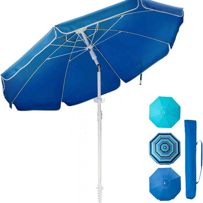 Beach Umbrella 6.5ft Portable Outdoor Umbrellas with Carry Bag Sand Anchor Push Button Tilt Pole UPF50+ UV Protection Umbrella