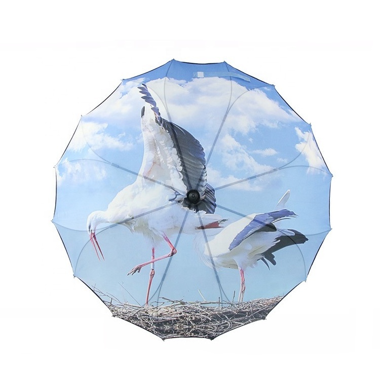 Small MOQ ECO Friendly Rpet Fabric Umbrella One Piece Fabric Long Umbrella with Digital Prints