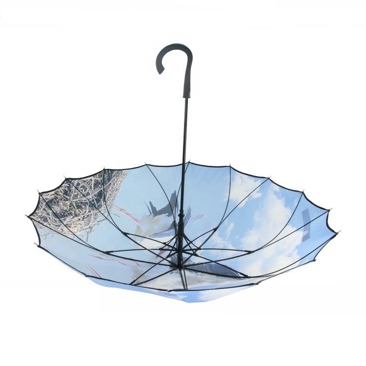 Small MOQ ECO Friendly Rpet Fabric Umbrella One Piece Fabric Long Umbrella with Digital Prints